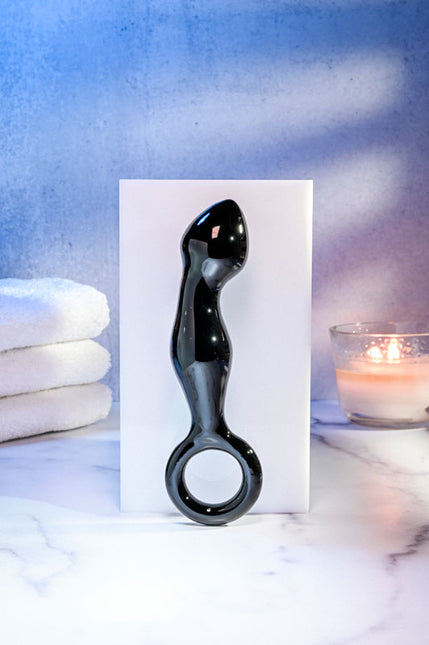 Adam & Eve ADAMS GLASS PROSTATE MASSAGER - Black Glass 16.6 cm