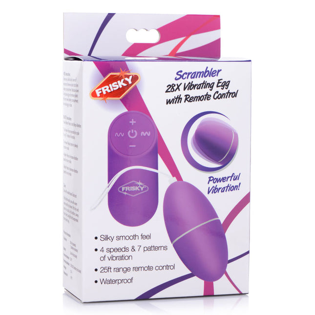 Frisky Scrambler Purple Vibrating Egg with Remote Control Case 