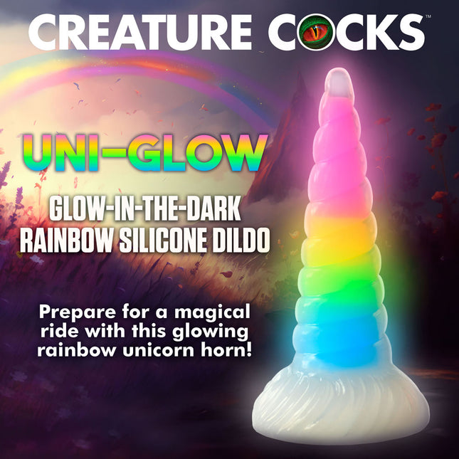 Creature Cocks Uni Glow Rainbow 7.5 Inch Unicorn Fantasy Dildo