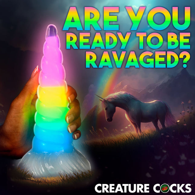 Creature Cocks Uni Glow Rainbow 7.5 Inch Unicorn Fantasy Dildo
