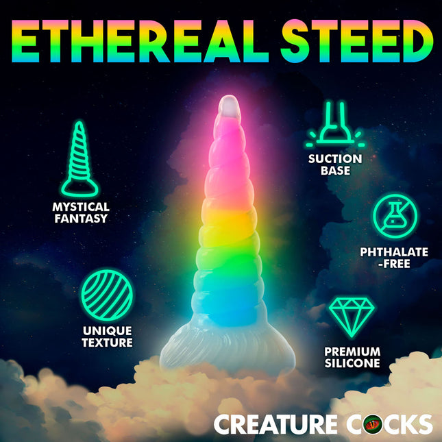 Creature Cocks Uni Glow Rainbow 7.5 Inch Unicorn Fantasy Dildo
