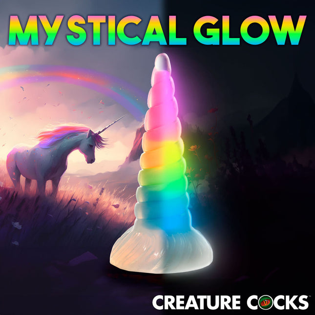 Creature Cocks Uni Glow Rainbow 7.5 Inch Unicorn Fantasy Dildo