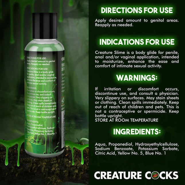 Creature Slime by Creature Cocks Green Water Based Lubricant - 118ml Bottle