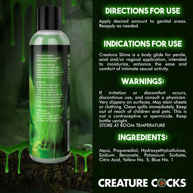 Creature Slime by Creature Cocks Green Water Based Lubricant - 237ml Bottle