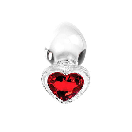 Adam & Eve RED HEART GEM GLASS Single Butt Plug