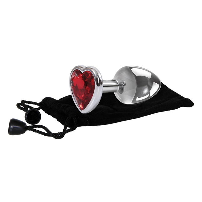 Adam & Eve Red Heart Gem Anal Plug - Small Velvet