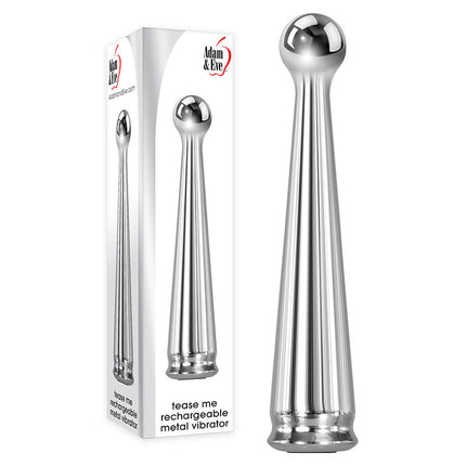 Adam Eve Tease Me Rechargeable Metal Vibrator with White Box