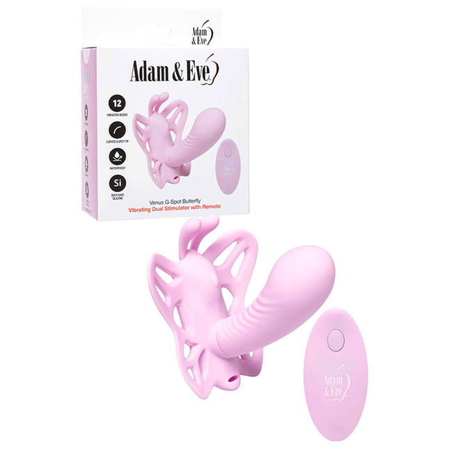 Adam & Eve VENUS G-SPOT - Pink Wearable Butterfly Vibrator with Remote