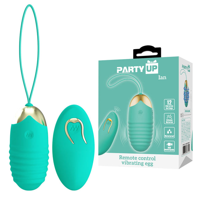 Party Up IAN Teal Remote Control Vibrating Egg with Case