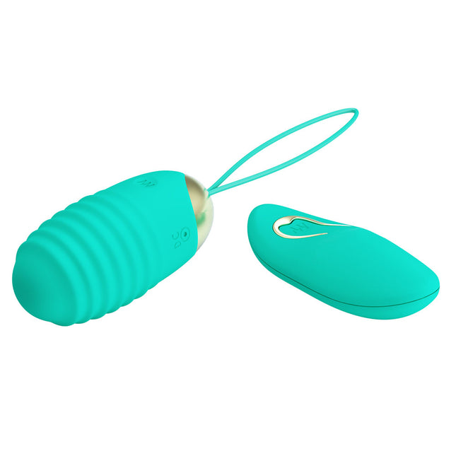 Party Up IAN Teal Remote Control Vibrating Egg Side View