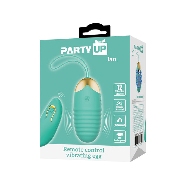 Party Up IAN Teal Remote Control Vibrating Egg