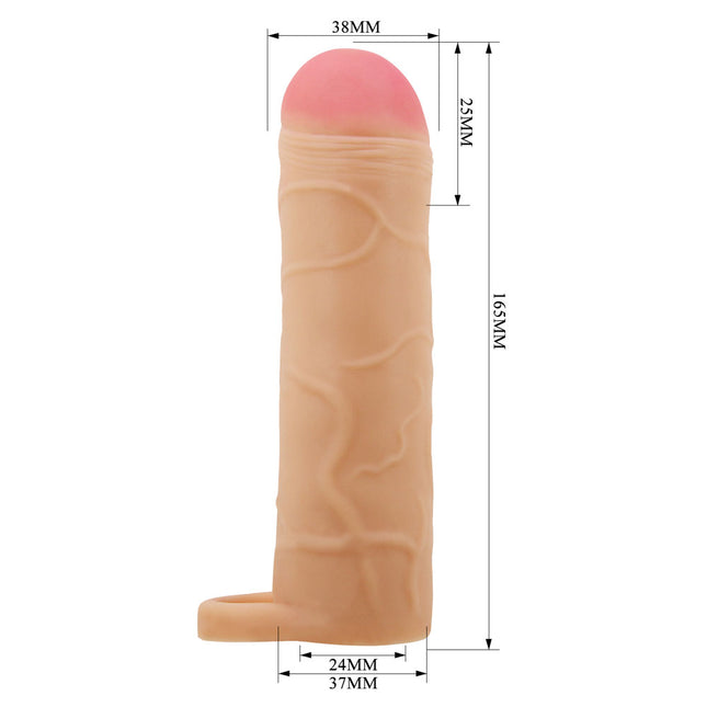 Party Up OWEN Flesh 1 Inch Penis Extender Sleeve with Ball Strap
