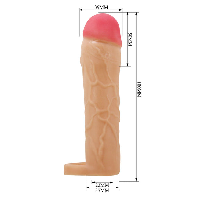 Party Up PATRICK Flesh 2 Inch Penis Extender Sleeve with Ball Strap