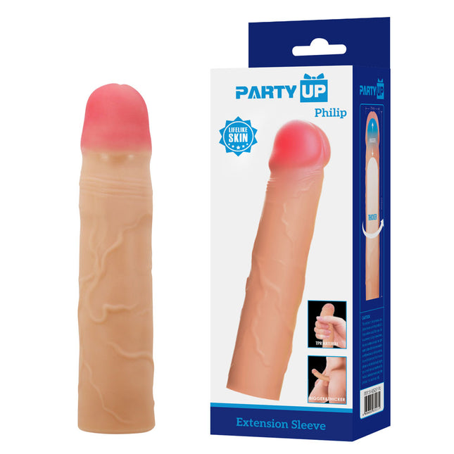 Party Up PHILIP Flesh 3 Inch Penis Extender Sleeve