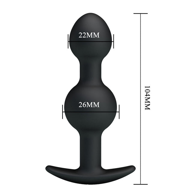 Party Up JAMES Anal Beads Plug - Black 10.4cm