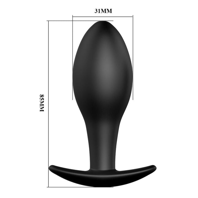 Party Up JEFF Silicone Butt Plug - Black 8.5cm