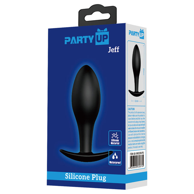 Party Up JEFF Silicone Butt Plug - Black 8.5cm