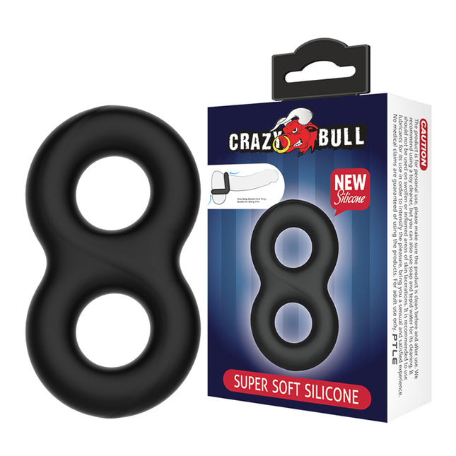 CRAZY BULL Double Donut Cock & Ball Ring - Black