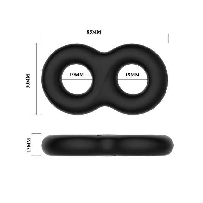 CRAZY BULL Double Donut Cock & Ball Ring - Black