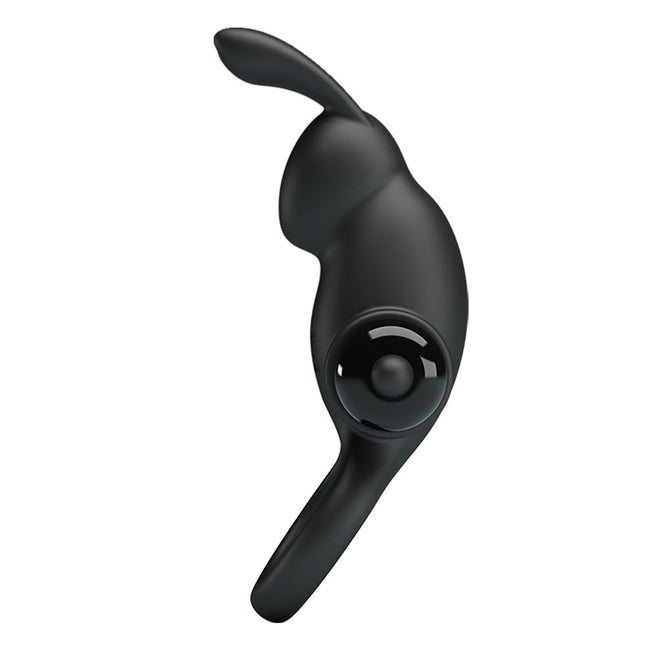 Party Up LARRY Black Vibrating Cock Ring on white background
