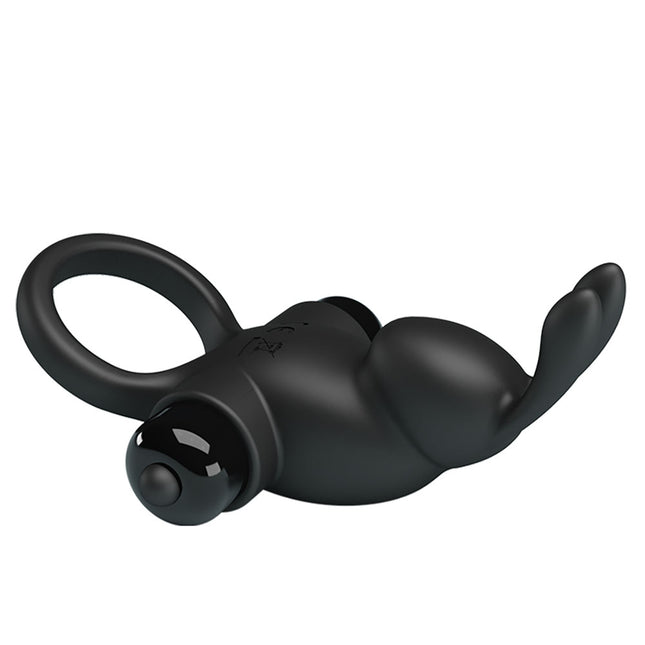 Party Up LARRY Black Vibrating Cock Ring Side view