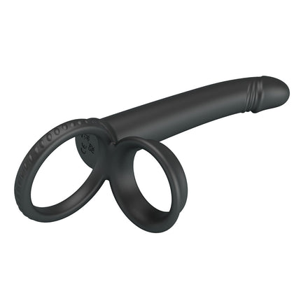 Party Up MARTIN Double Penetrator - Black Cock & Ball Rings with Double Penetrator