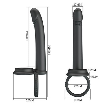 Party Up MARTIN Double Penetrator - Black Cock & Ball Rings with Double Penetrator