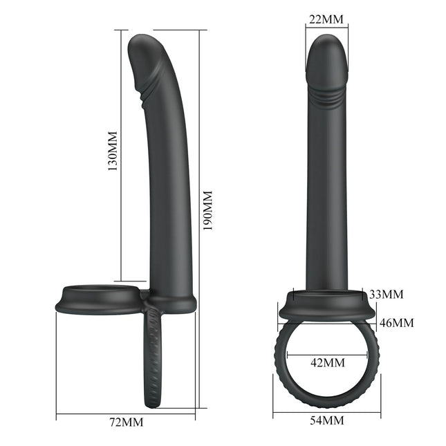 Party Up MARTIN Double Penetrator - Black Cock & Ball Rings with Double Penetrator