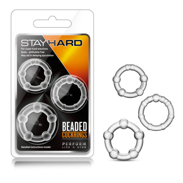 Blush - Stay Hard Beaded Clear Cock Rings (Set of 3)