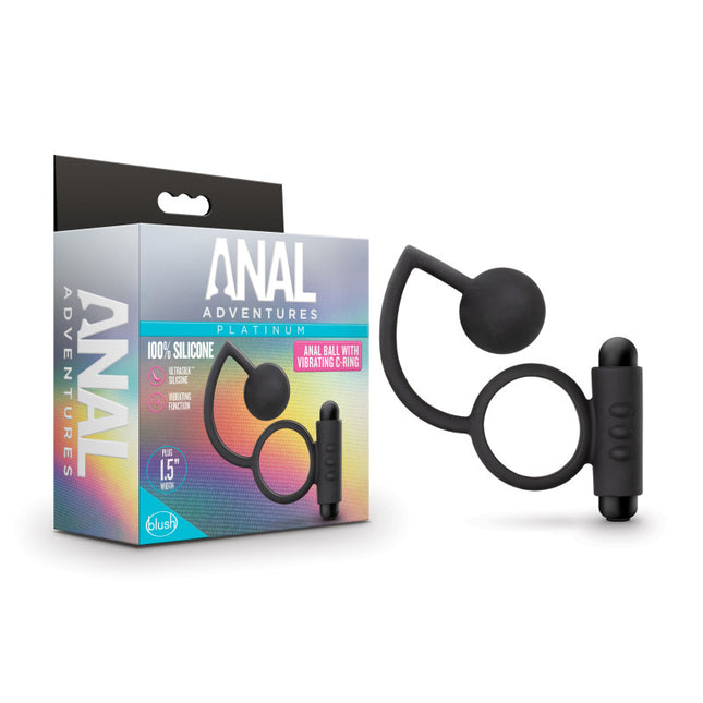 Anal Adventures Platinum Anal Ball with Vibrating C-Ring - Black