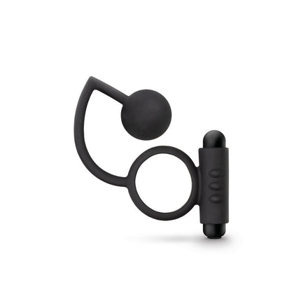 Anal Adventures Platinum Anal Ball with Vibrating C-Ring - Black