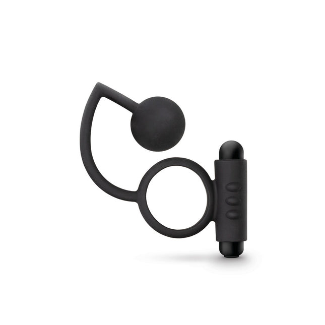 Anal Adventures Platinum Anal Ball with Vibrating C-Ring - Black