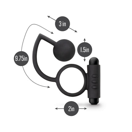 Anal Adventures Platinum Anal Ball with Vibrating C-Ring - Black