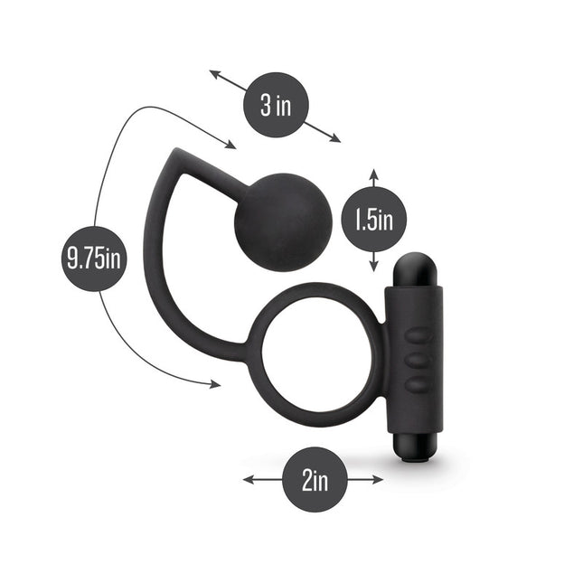 Anal Adventures Platinum Anal Ball with Vibrating C-Ring - Black