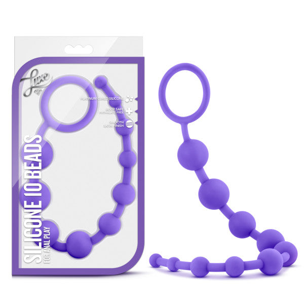 Luxe Silicone 10 Beads - Purple 31.75 cm (12.5'') Anal Beads