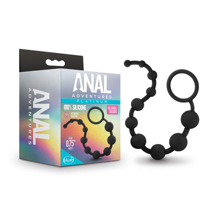 Anal Adventures Platinum 10 Anal Beads - Black 31.7cm