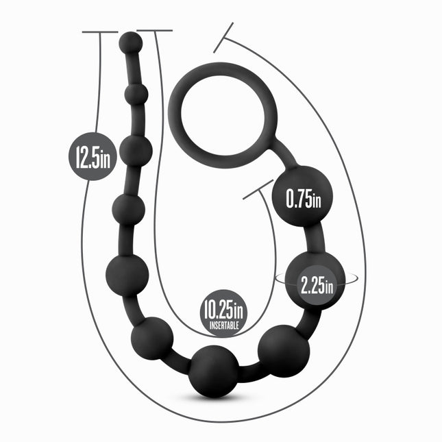 Anal Adventures Platinum 10 Anal Beads - Black 31.7cm