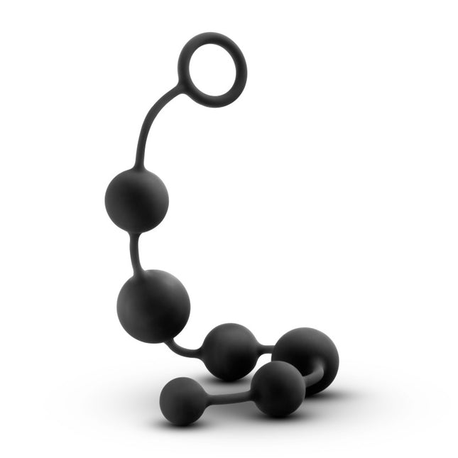 Anal Adventures Platinum Silicone Large Anal Beads - Black 40 cm