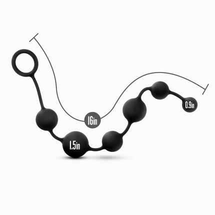 Anal Adventures Platinum Silicone Large Anal Beads - Black 40 cm