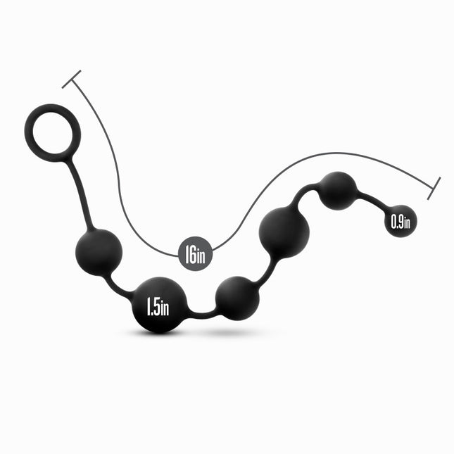 Anal Adventures Platinum Silicone Large Anal Beads - Black 40 cm