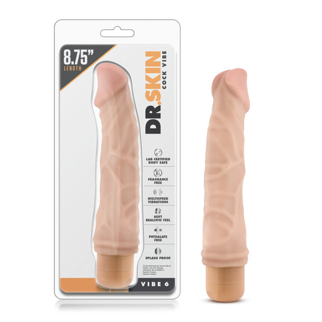 Dr. Skin Cock Vibe 6 - 8.5 Inch Flesh Vibrating Dildo