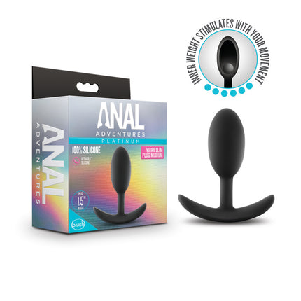 Anal Adventures Platinum Vibra Slim Plug - Black