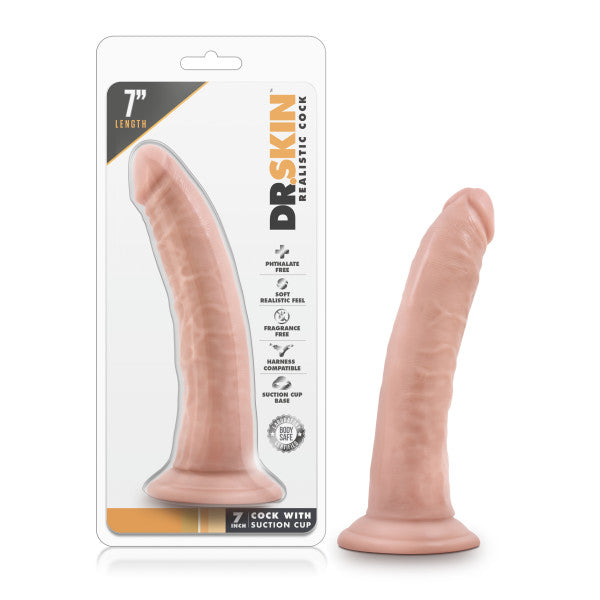 Dr. Skin 7 Inch Realistic Cock  with Suction Cup - Flesh Dildo