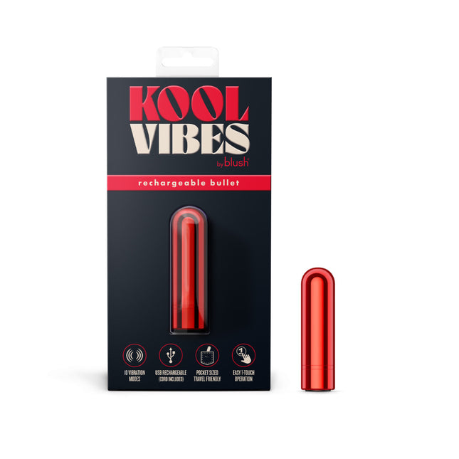 Kool Vibes Rechargeable Mini Bullet Vibrator - Cherry Red