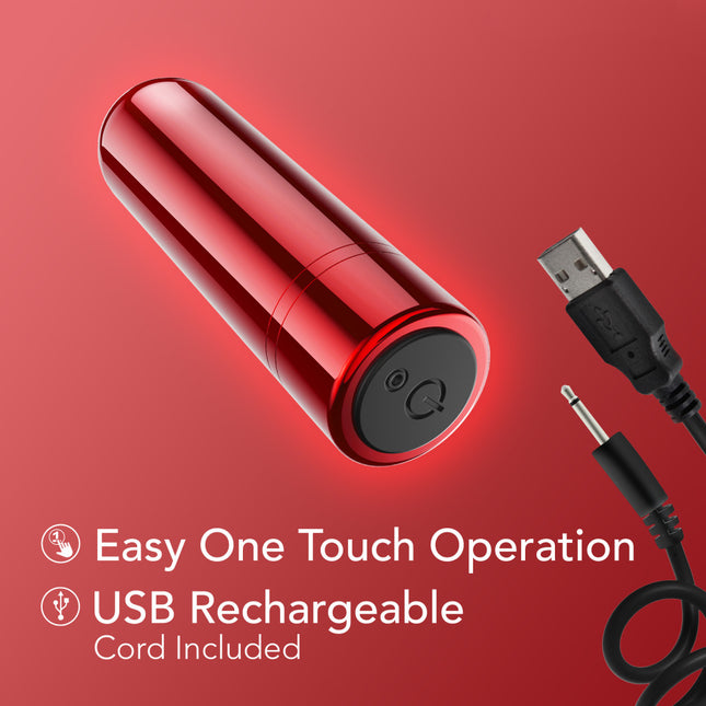 Kool Vibes Rechargeable Mini Bullet Vibrator - Cherry Red