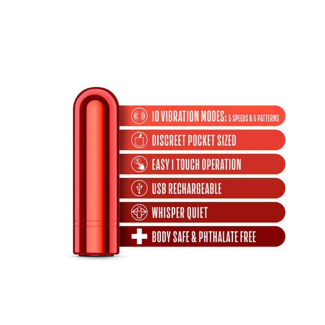 Kool Vibes Rechargeable Mini Bullet Vibrator - Cherry Red
