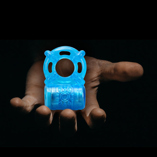 Blush - Stay Hard Rechargeable 5 Function Cock Ring (Blue Vibrating Cock Ring)