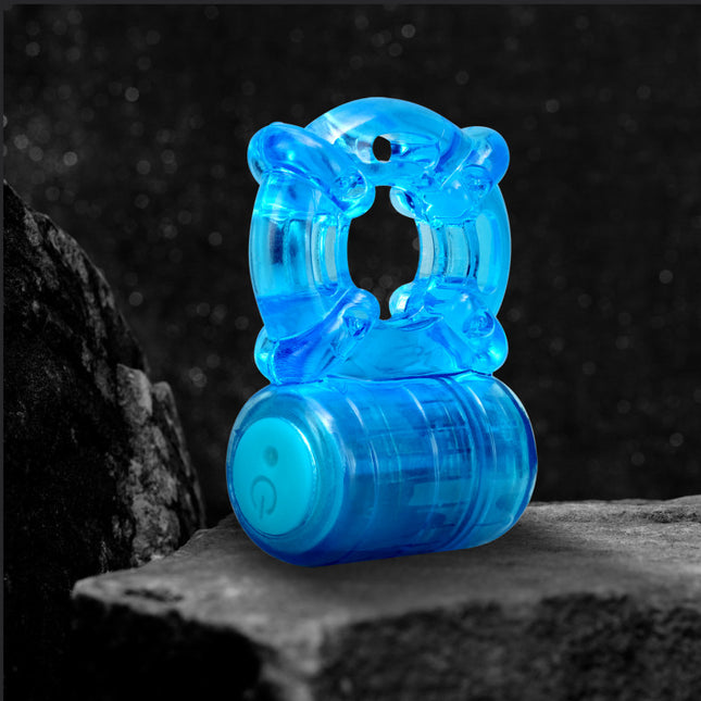 Blush - Stay Hard Rechargeable 5 Function Cock Ring (Blue Vibrating Cock Ring)