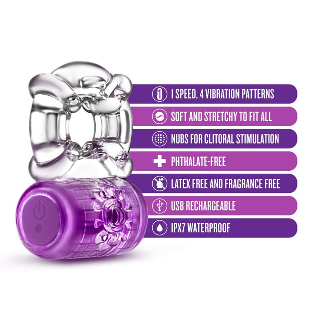 Blush - Play With Me Pleaser Rechargeable C-Ring (Purple USB Rechargeable Cock Ring)