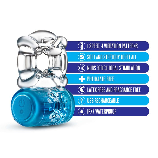 Blush - Play With Me Pleaser Rechargeable C-Ring (Blue Rechargeable Cock Ring)